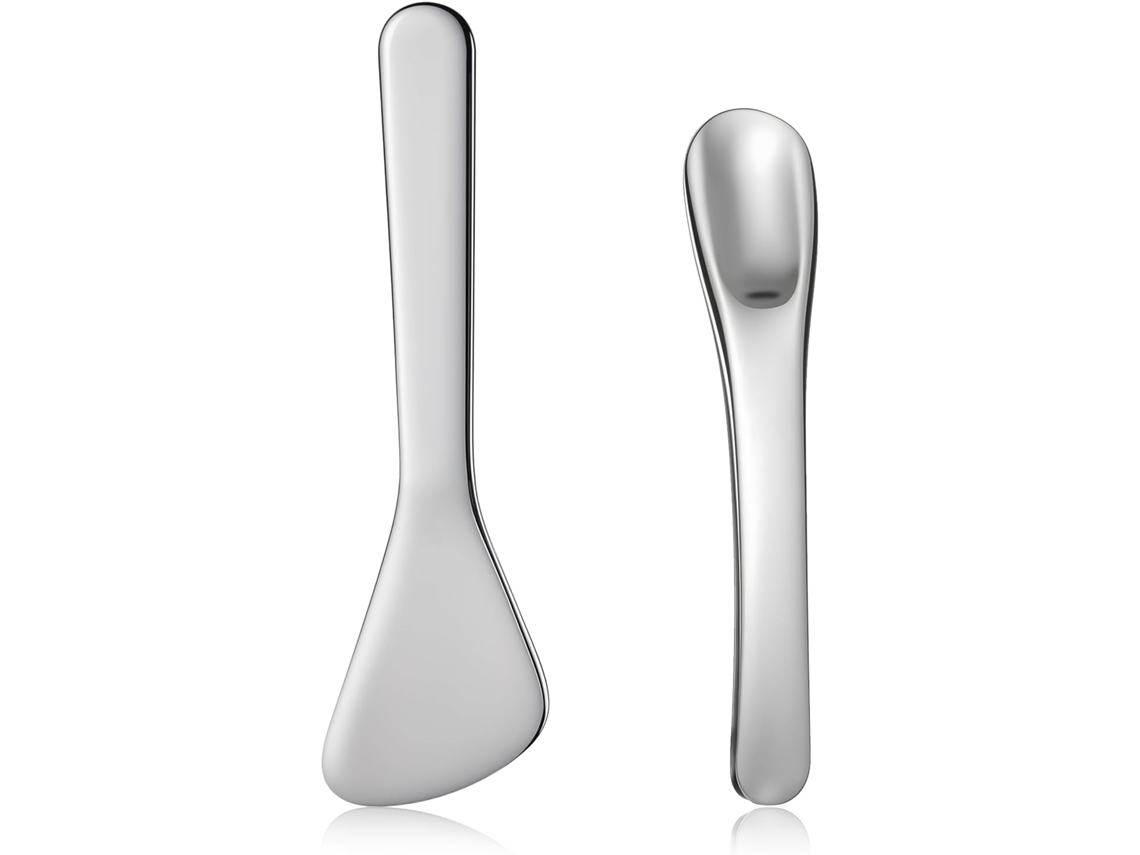 2 Espátulas Cosméticas Aço Inox Pequenas Reutilizáveis, para Cremes/máscaras ZYBLSSBB