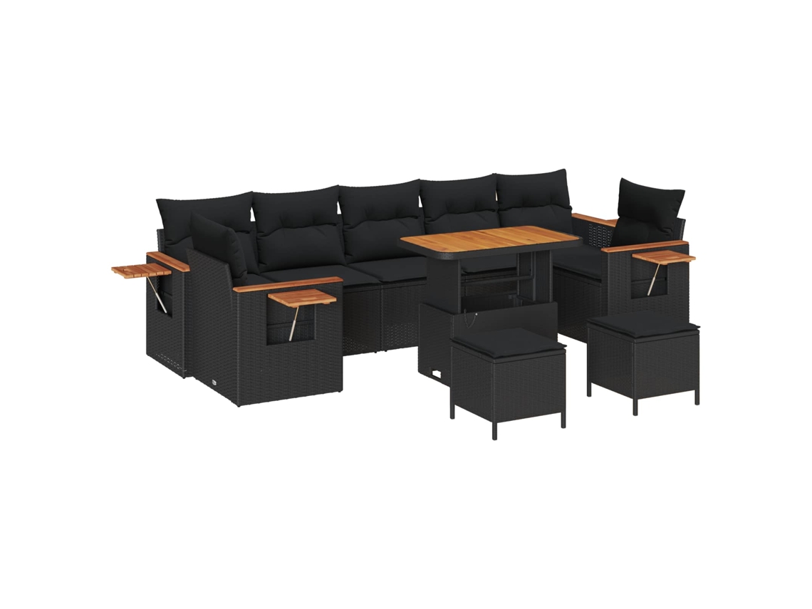 Maison Exclusive - Conjunto De Sofá De Jardim Com Almofada 13 Pcs Preto Vime Pe