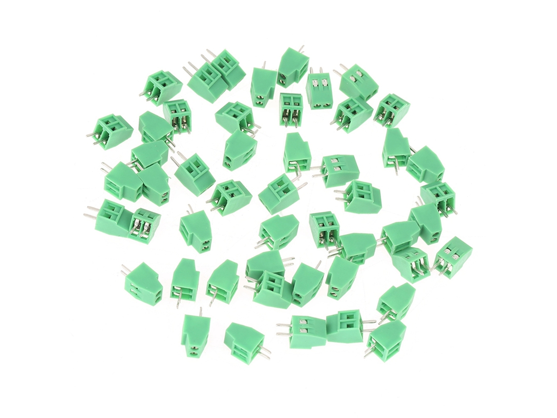 Conector Terminal De Encaixe Verde 2 Pinos 2.54mm Pcb Laxiscreed, Pack De 50 Peças