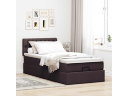 Vidaxl Estrutura Cama Otomana Colchão 80x200 Cm Tecido Castanho Escuro