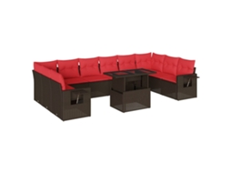 Conjunto de Sofá de Jardim, 11 Peças, Almofadas, Rattan Preto MAISON EXCLUSIVE
