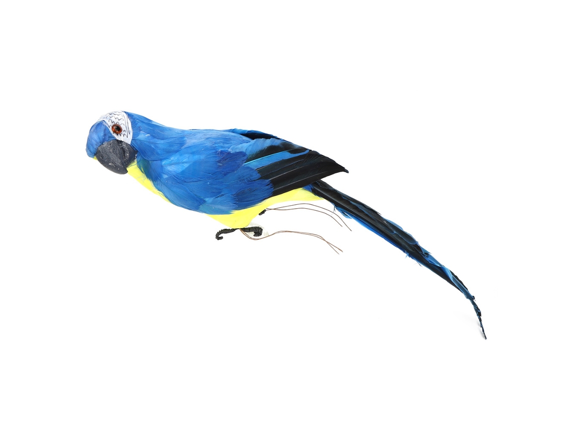 Decoração de Pássaro Simulado de Penas 45cm Azul para Jardim e Casa
