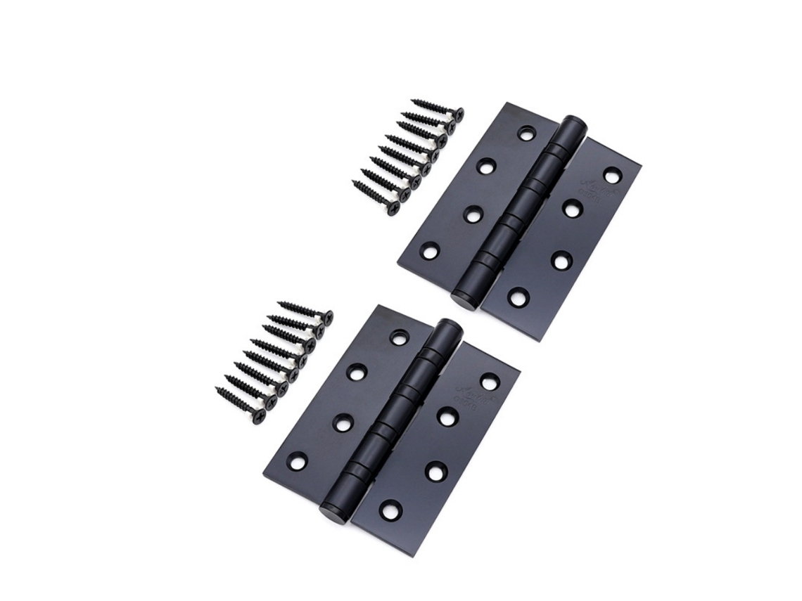 2 Dobradiças de Porta em Aço Inoxidável Preto com Rolamento de Esferas Dobradiças Articuladas para Móveis, Celeiros e Garagens X001 (inclui Parafusos)