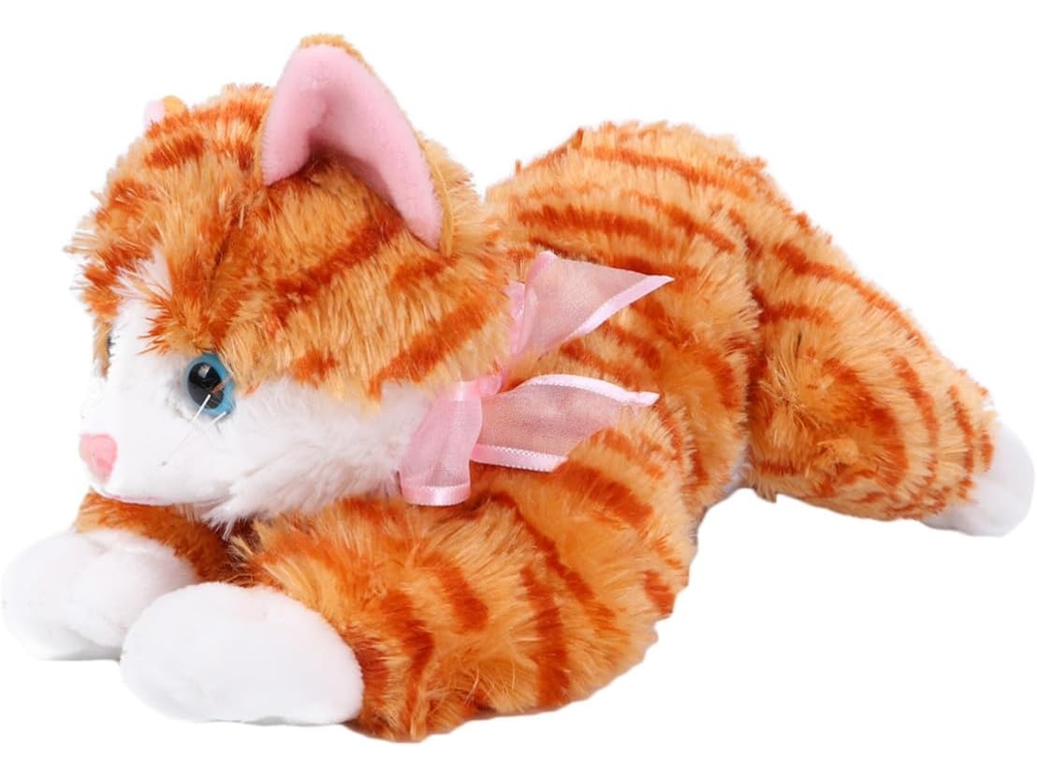 Gato De Pelúcia Realista Laranja 40 Cm, Animal Simulação Para