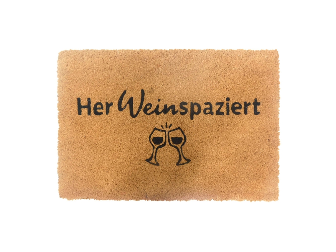 Tapete De Coco Com Frase Engraçada E Base Pvc Antiderrapante 60x40 Cm