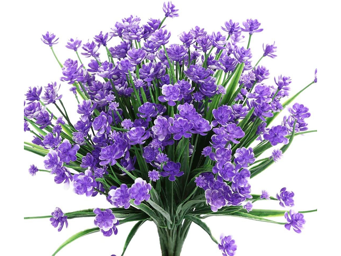 8 Flores Artificiais Resistentes a Raios Uv, 8 Galhos de Arbustos de Folhagem Artificial de Cinábrio em Plástico, para Exterior, Interior AQUAFORGE