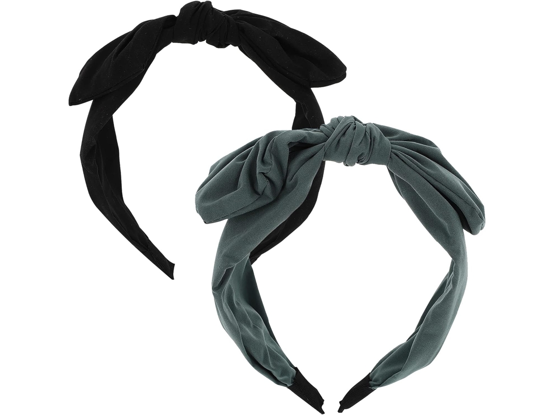 Conjunto de 2 elásticos de cabelo compridos com ponteira de tecido e plástico, seguros.