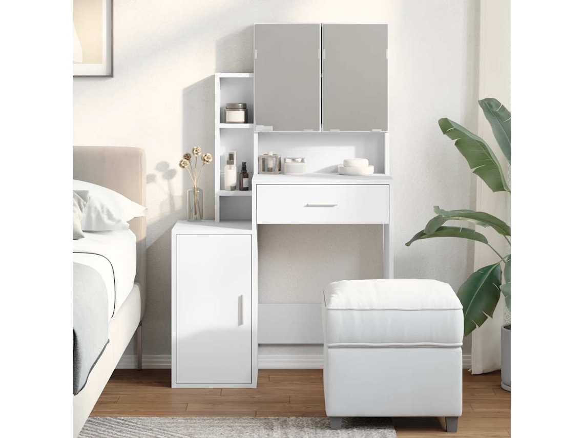 Vidaxl Toucador Com Armário 80x35x132 Cm Cor Branco