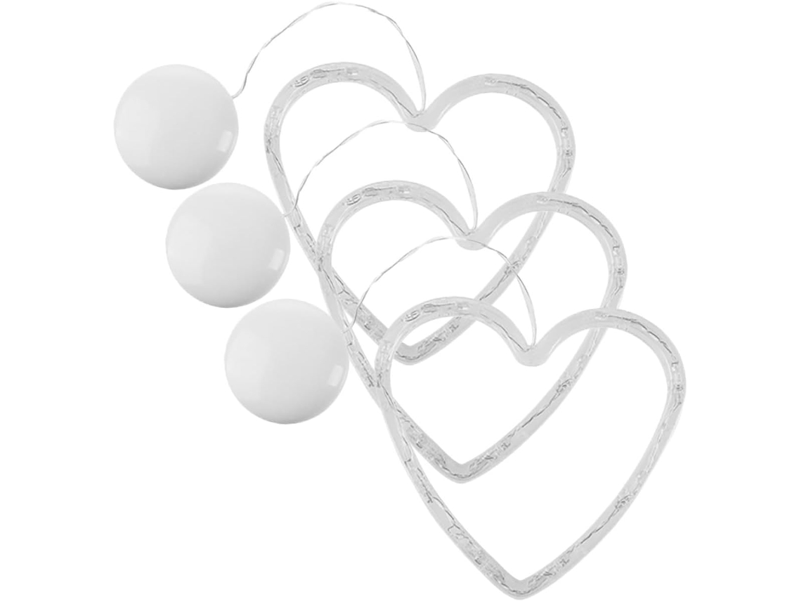 Conjunto De 3 Luminárias Pendentes Em Formato De Coração Com Ventosas, Decoração Para Janelas.