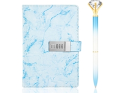 Journal Intime A5 Em Couro Sintético Com Senha De Passe E Caneta Diamante, 3 Chiffres Reinicializáveis