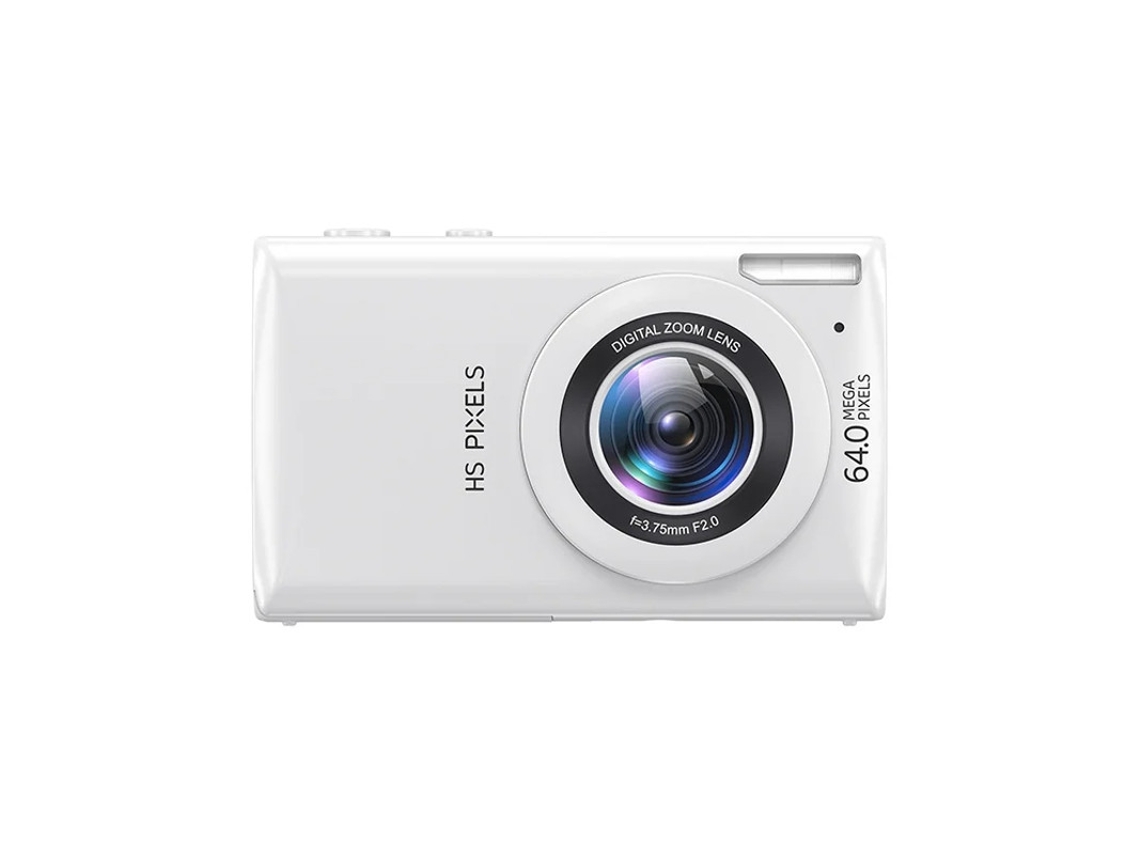 Câmera digital compacta Yizhood 4K para vlogs iniciantes, foco automático, 64 MP, zoom digital 18x, branca
