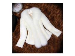 2026 chaqueta de Invierno de Pelo Falso Lujoso para Mujer Estilo Elegante Abrigo Corto Suave S Blanco