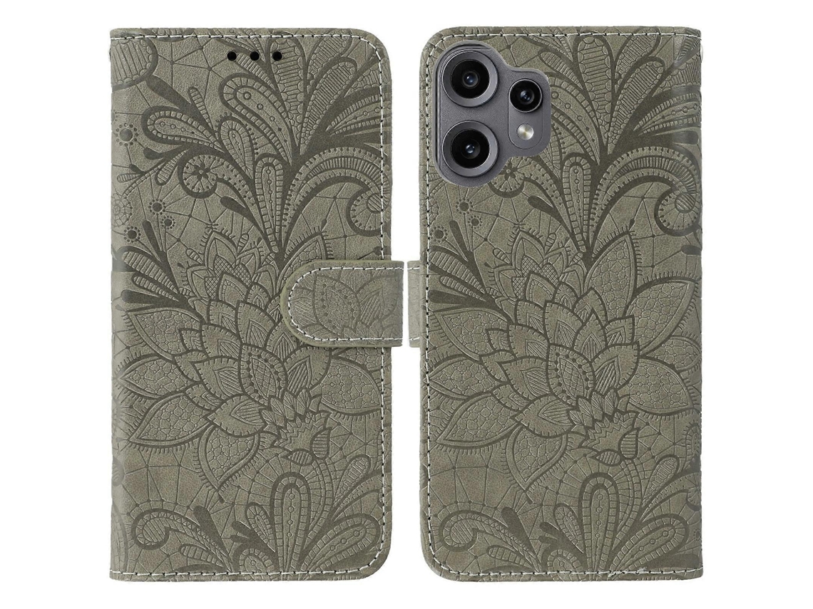 Capa De Celular Flip Em Couro Com Relevo De Renda Floral Para Nothing Cmf Phone 2 Pro