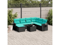 Conjunto de Sofá de Jardim com 7 Peças e Almofadas em Rattan Sintético Cinza VIDAXL