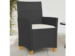 Vidaxl Cadeiras De Jardim C/ Almofadões 2 Pcs Vime Pe/madeira Preto