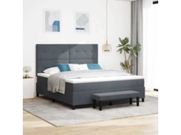 Vidaxl Cama Box Com Cabeceira Cinzento Escuro 200 X 180 Cm Veludo