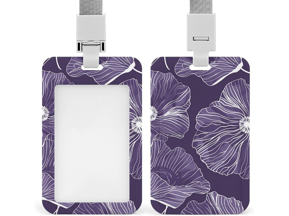 Porta-cartões Crachá, Design de Pétalas Vermelhas, Protetor Vertical para Crachá com Cordão, Camada Plástica Impermeável, Porta-cartões