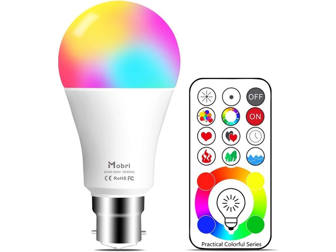 2026 lâmpada Led com Mudança de Cor e Controle Remoto, 120 Cores Rgb + Luz Branca, Memória, Equivalente a 75w