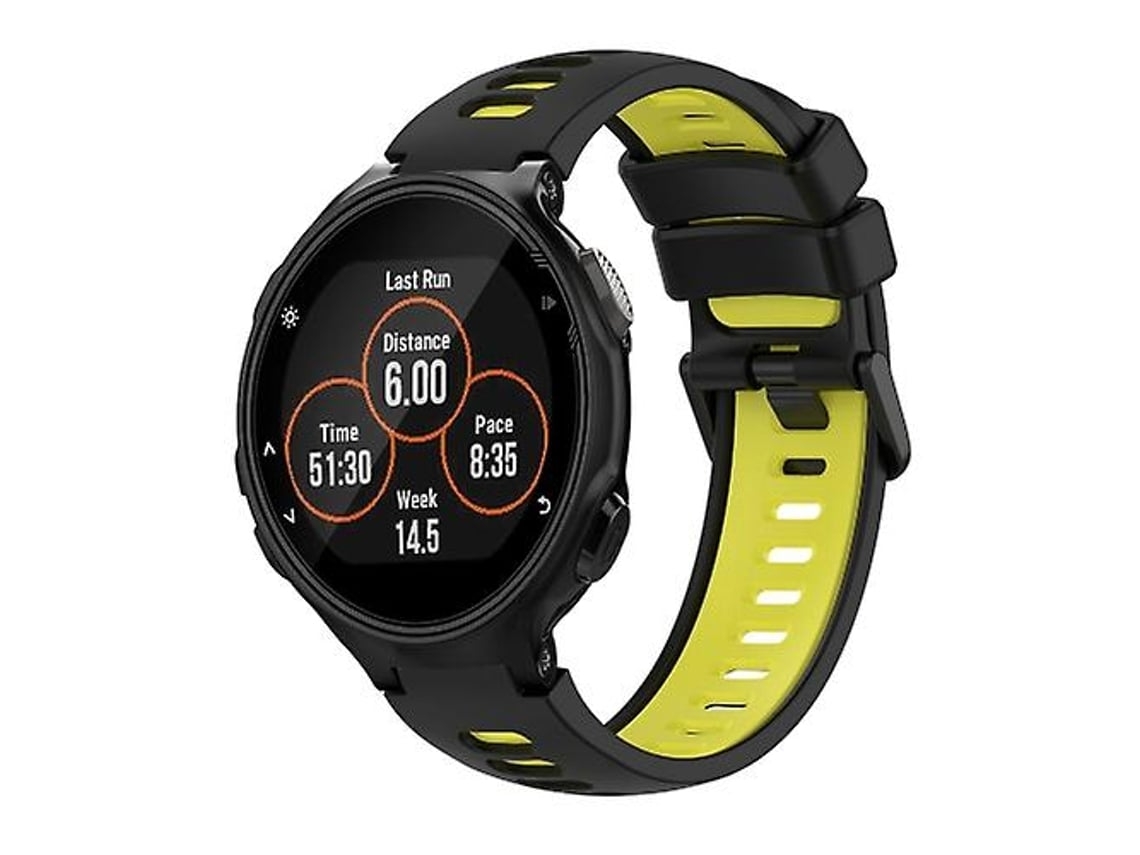 Pulseira De Relógio Garmin Forerunner 735/ 735xt Feita Silicone Bicolor, Preto E Amarelo.