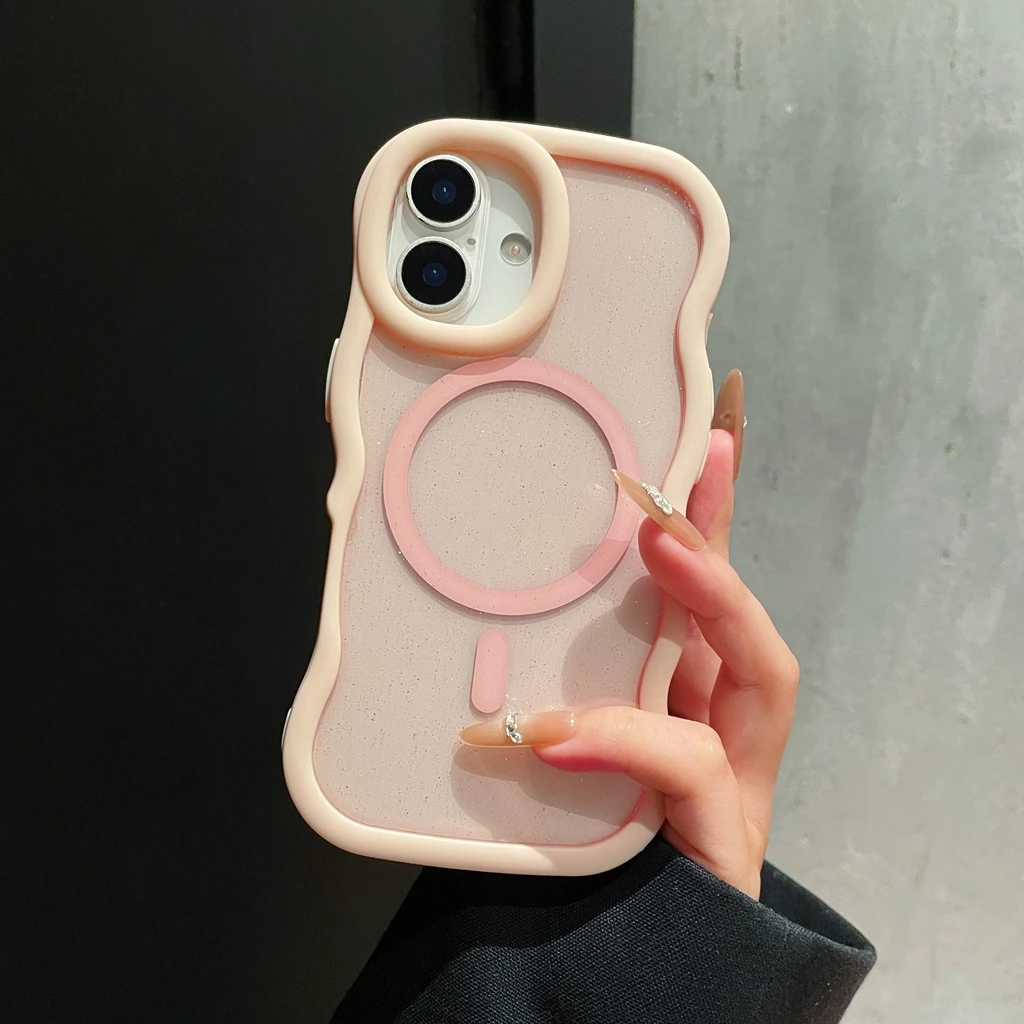 Capa Transparente E Resistente A Impactos Para Iphone 13 (rosa) Com Carregamento Magnético Sem Fio E Luzes Piscantes.