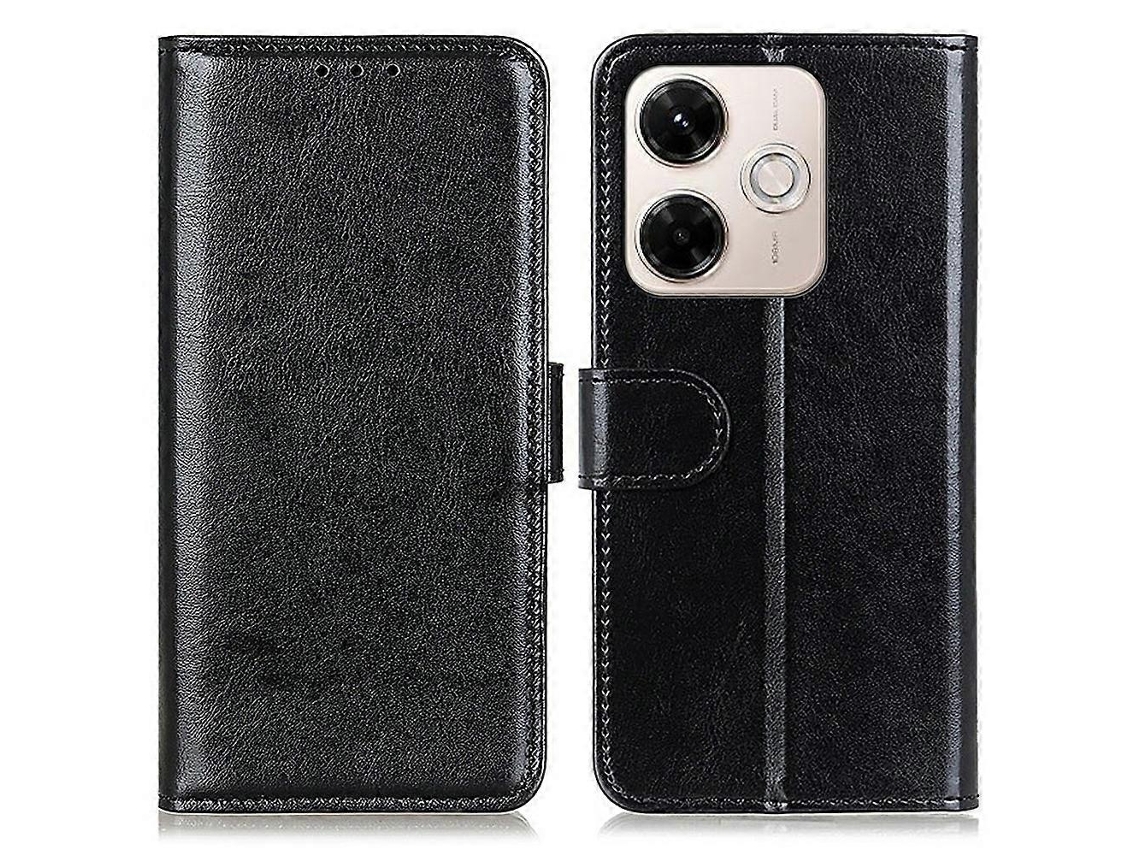 Capa Com Suporte De Celular Em Couro Sintético Com Textura Crazy Horse Para Xiaomi Redmi 13x 4g, Preta