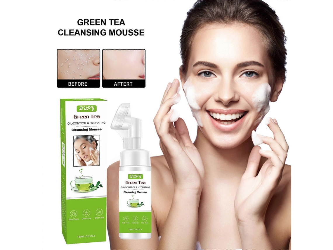 Espuma De Limpeza De Chá Verde (150 Ml), Espuma Suave De Limpeza Profunda, Não Irritante.