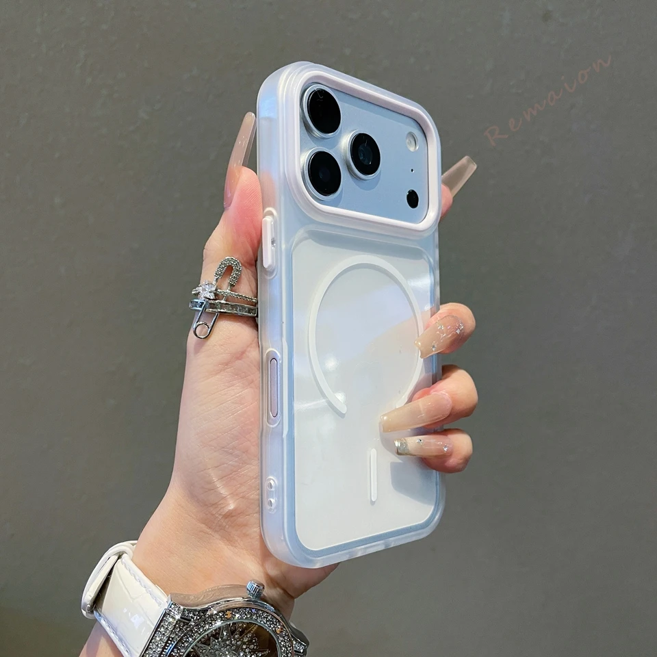 Capa Oficial Grande Para Iphone 17 Pro (branco), Com Janela Lateral, Proteção Contra Impactos E Efeito Degradê.