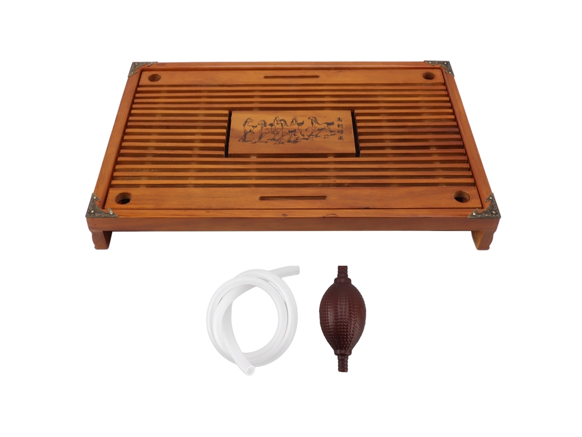Conjunto Mesa Chá Gongfu LAXISCREED Madeira Dreno Laranja