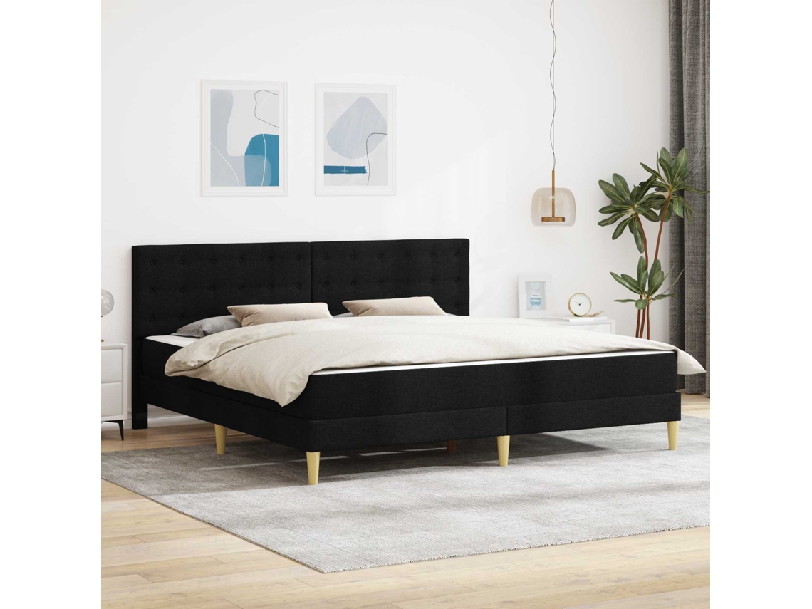 Vidaxl Estrutura De Cama Com Colchão Preto 200 X 200 Cm Tecido
