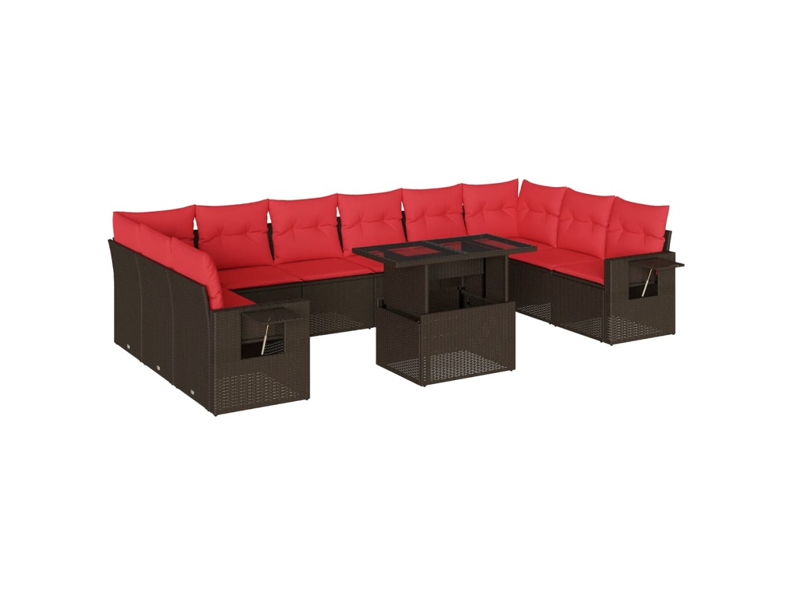 Conjunto de Sofá de Jardim, 11 Peças, Almofadas, Rattan Preto MAISON EXCLUSIVE