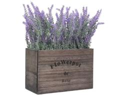 Planta Artificial de Lavanda Roxa em Vaso de Madeira | S/MARCA