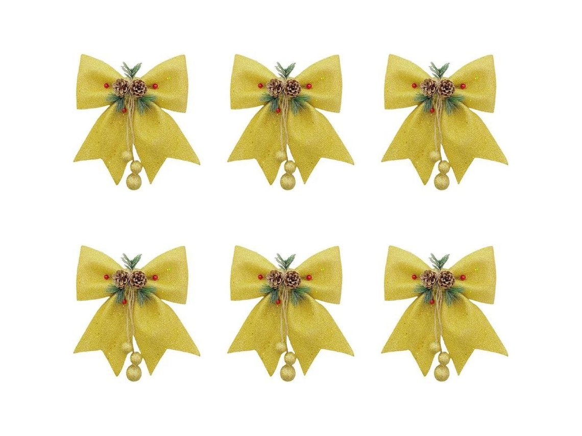 Conjunto De 6 Guirnaldas De Navidad Con Purpurina Para Decoración De Árbol, Interior/exterior, Dorado