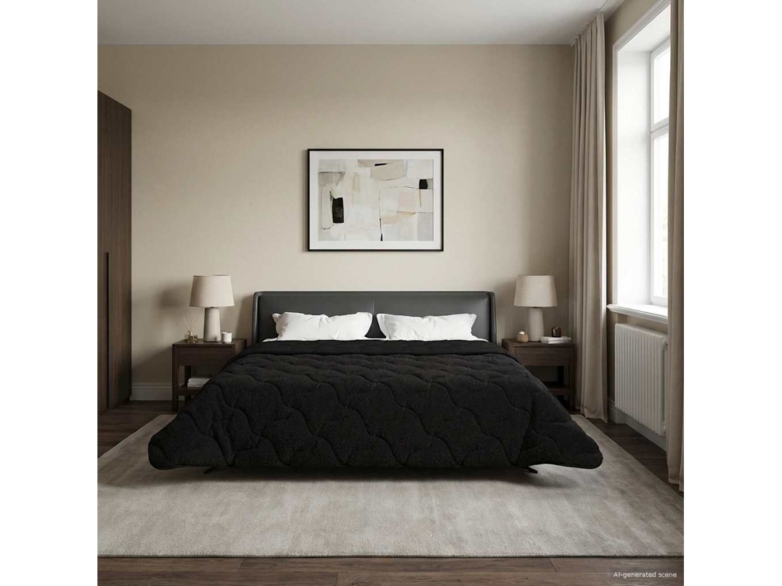 Vidaxl Edredom De Inverno Colchonete Preto 220 X 240 Cm