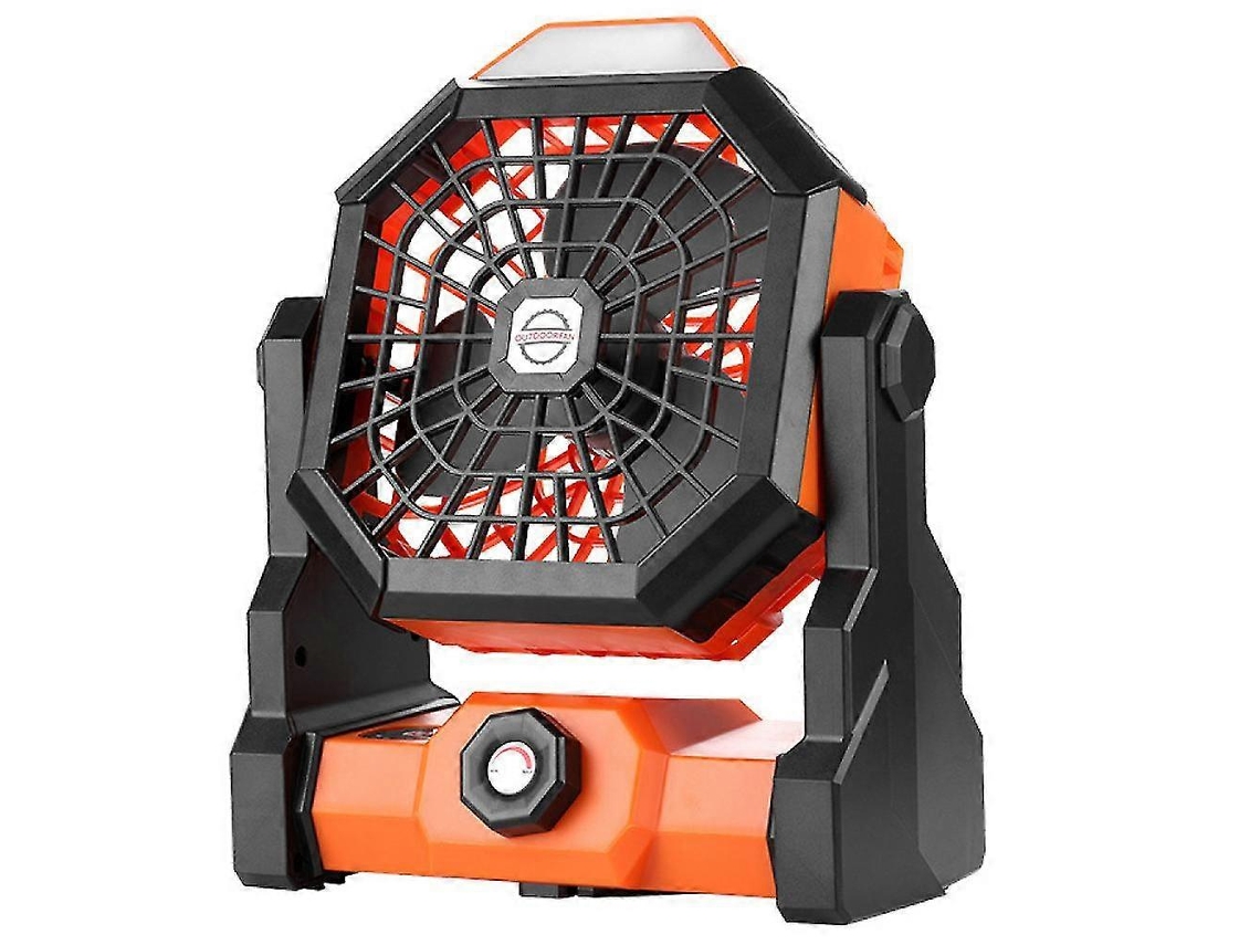Ventilador De Acampamento Recarregável Com Lanterna Led E Gancho Para Pendurar Olysi Shop (laranja)