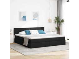 Vidaxl Cama Com Arrumação E Colchão Com Colchão Preto 200 X 200 Cm