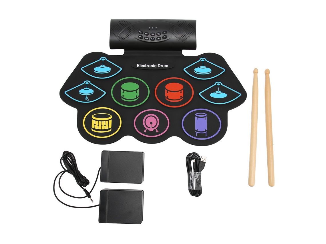 Bateria Eletrônica 9 Pads Colorida Com Bt
