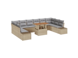Conjunto 11 Conjunto De Mobiliário De Jardim Vidaxl Bege Vime Pe (100 X 55 X 73 Cm)
