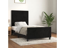 Vidaxl Estrutura De Cama C/ Cabeceira 90x200 Cm Veludo Preto