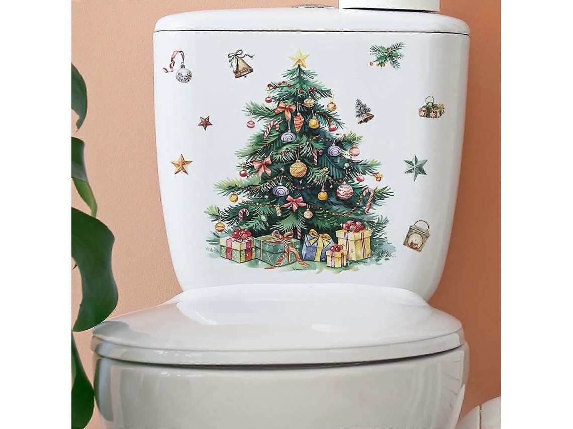 Adesivo De Vaso Sanitário Seebayas Com Árvore De Natal, Sino E Presente Para Banheiro. Decoração Para Casa. Hengjian