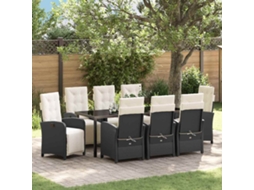 Vidaxl Conjunto De Jantar Para Jardim 9 Unid. Preto Vime Pe