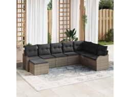 Vidaxl Conjunto De Sofá De Jardim 8 Unid. Cinzeto Vime Pe