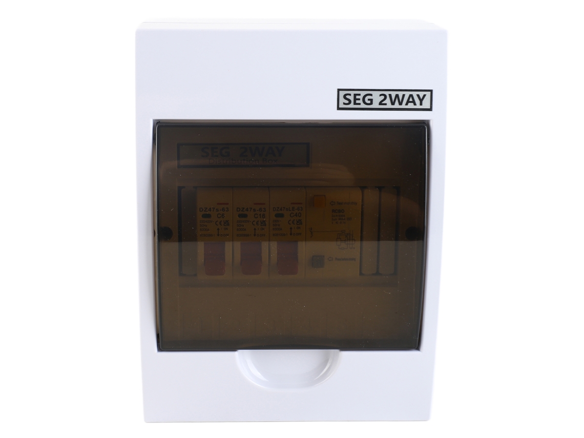 Caixa de Fusíveis de 2 Vias 40a 30ma Rcd + 2 MCB HKJ