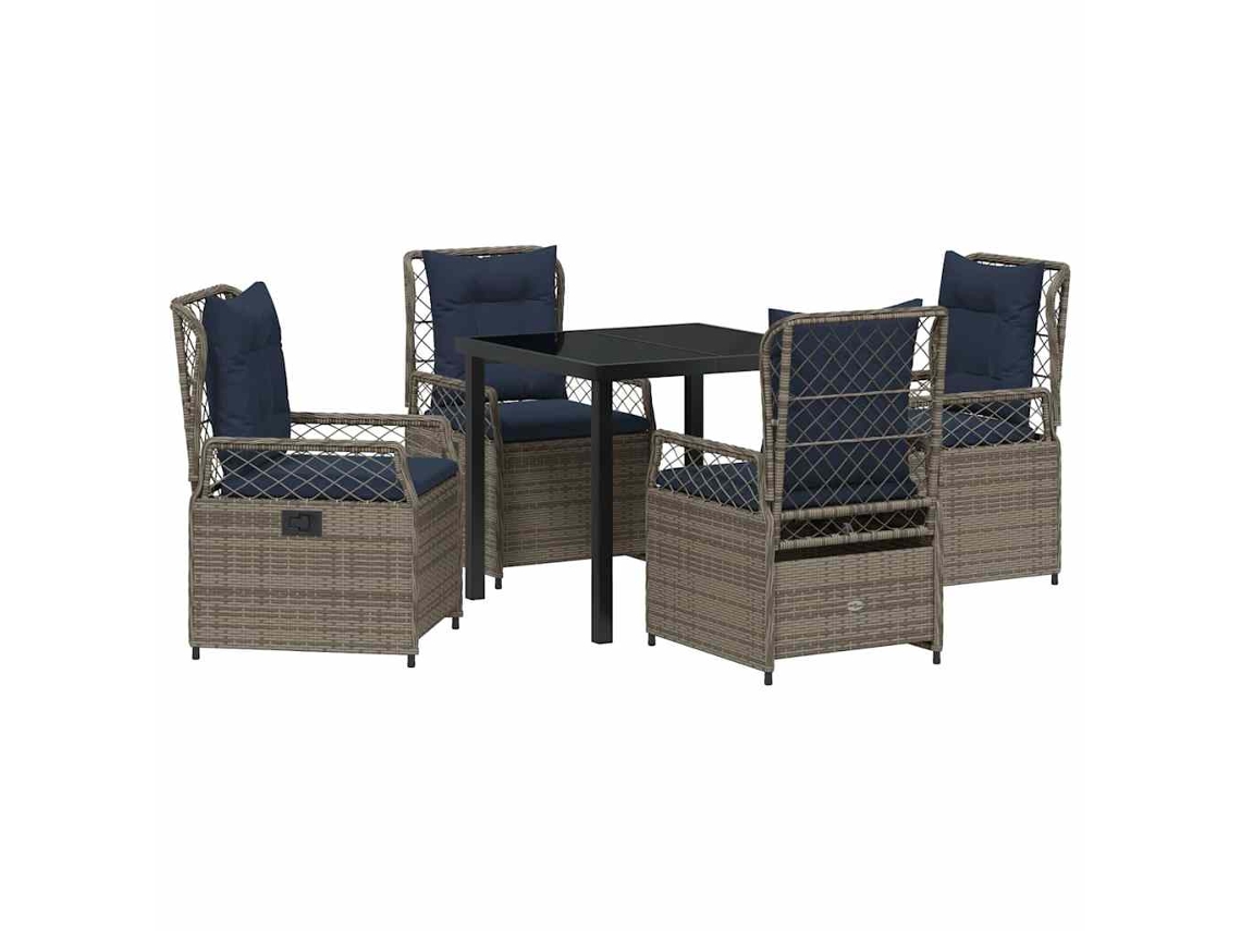 Conjunto 5 Para Jantar De Jardim Vidaxl Cinza Rattan Polimérico