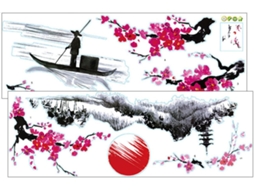 Conjunto Com 2 Adesivos De Parede Decorativos Chineses Em Pvc Removível, Sem Deixar Resíduos.
