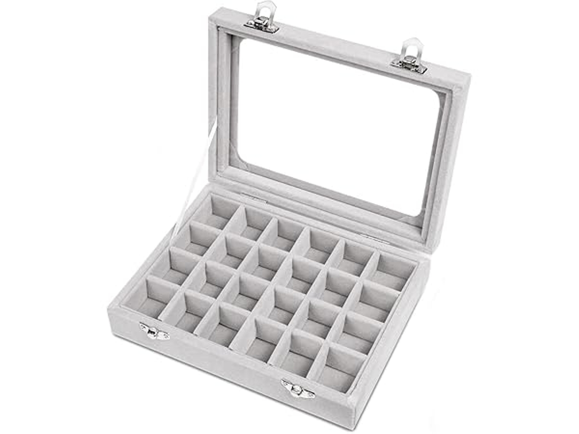 Caixa de Joias para Senhora com 24 Compartimentos, Porta joias, Suporte Joias, Guardar Anéis, Brincos e Colares Resistente À Água STELASPLEN