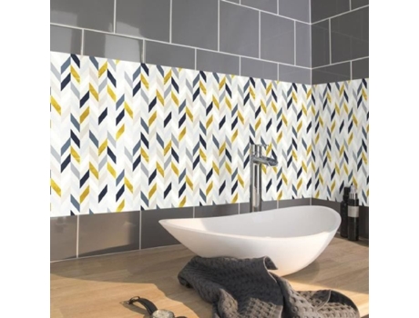 Splashback adesivo escandinavo em PVC Calcita - L. 200 x l. 40 cm - Branco