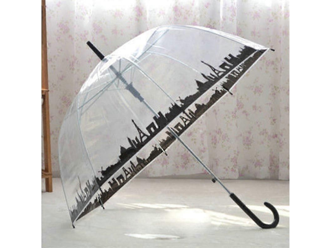guarda-chuva transparente com barba pequena cabo longo leve e com gola 3D