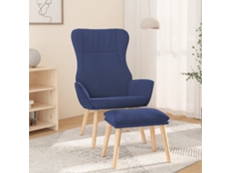 Vidaxl Cadeira De Descanso Com Banco P/ Pés Tecido Azul