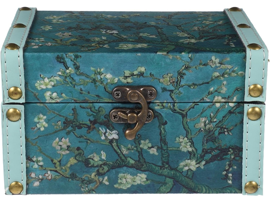 Caixa De Joias Decorativa Em Madeira E Couro Pu Com Efeito Retrô, Armazenamento Versátil Para Mulheres, Compacta.