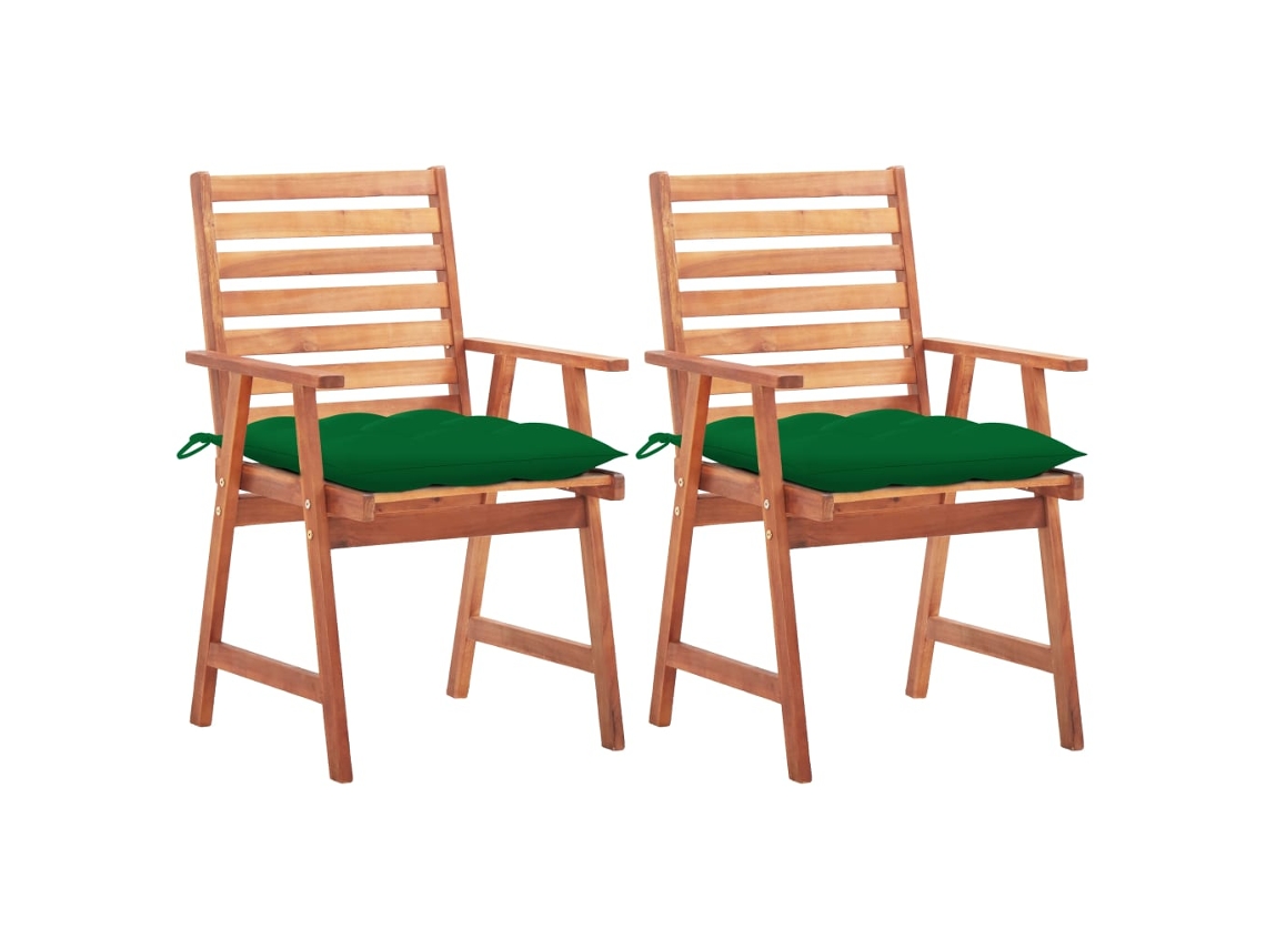 Cadeiras De Jantar P/ Jardim 2 Pcs C/ Almofadões Acácia Maciça Dkd Home Decor